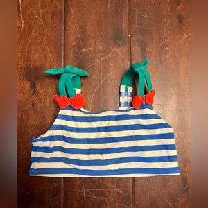 Mini Boden Cherry Striped Bathing suit top 6-7